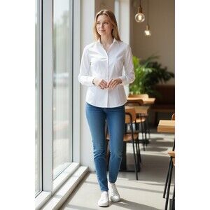 Brooks Brothers Irish Linen Blouse White V-Neck Sleeeless Button Front Sz Large